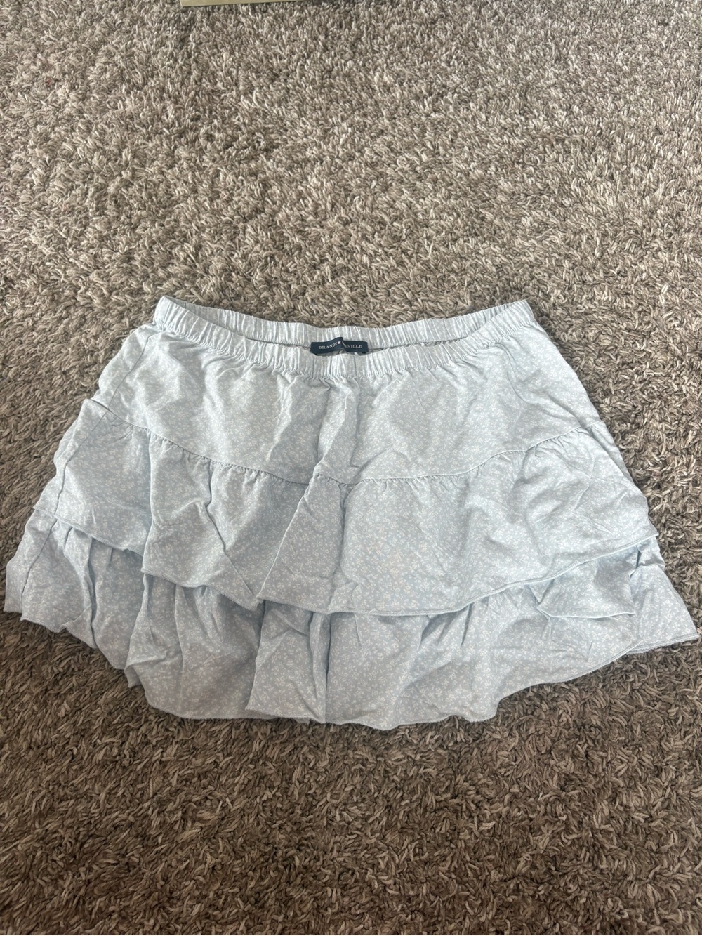 Brandy Melville Light Blue Tiered Ruffle Mini Skirt